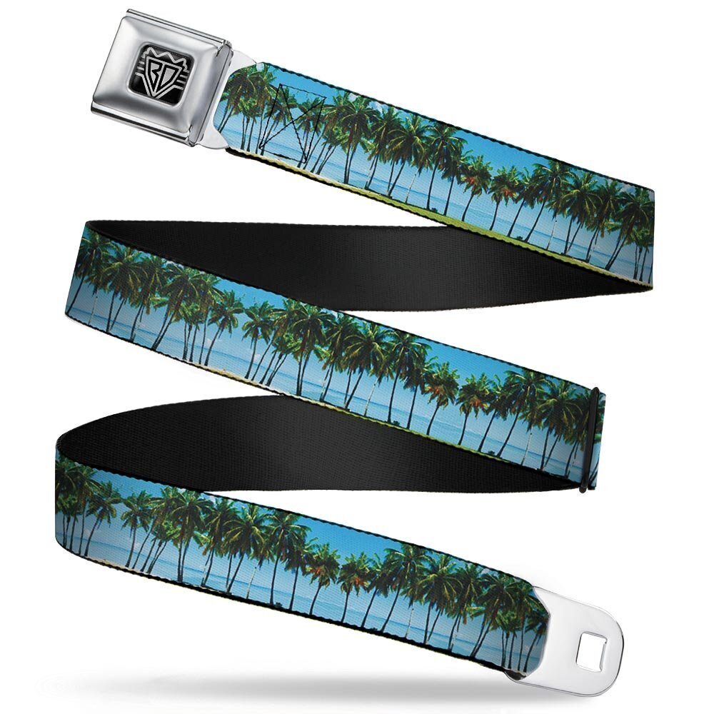 8006 Seatbelt Belt - Landscape Beach Palm Trees - 1.0" Wide - 20-36 Inches